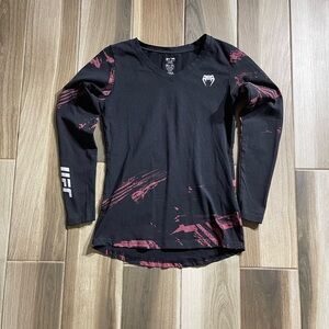 UFC Venum Women's Black and Red Long Sleeve Tee